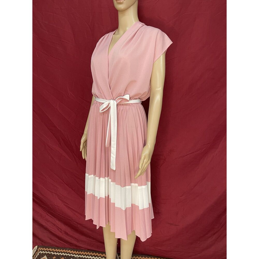 Vintage 1980s CET Fashions Dolman Sleeve Pleated 3 Piece Dress Set Size 18